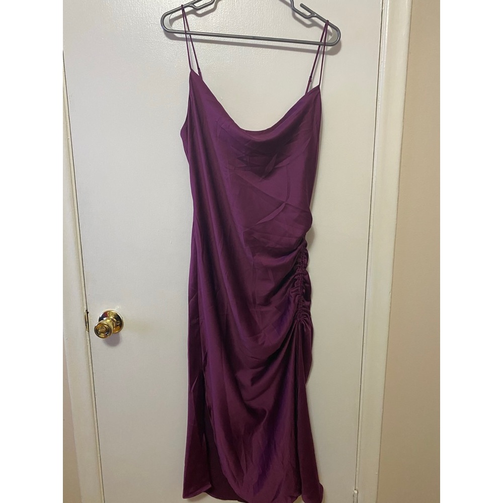 Dynamite Satin Slip Dress with Ruching